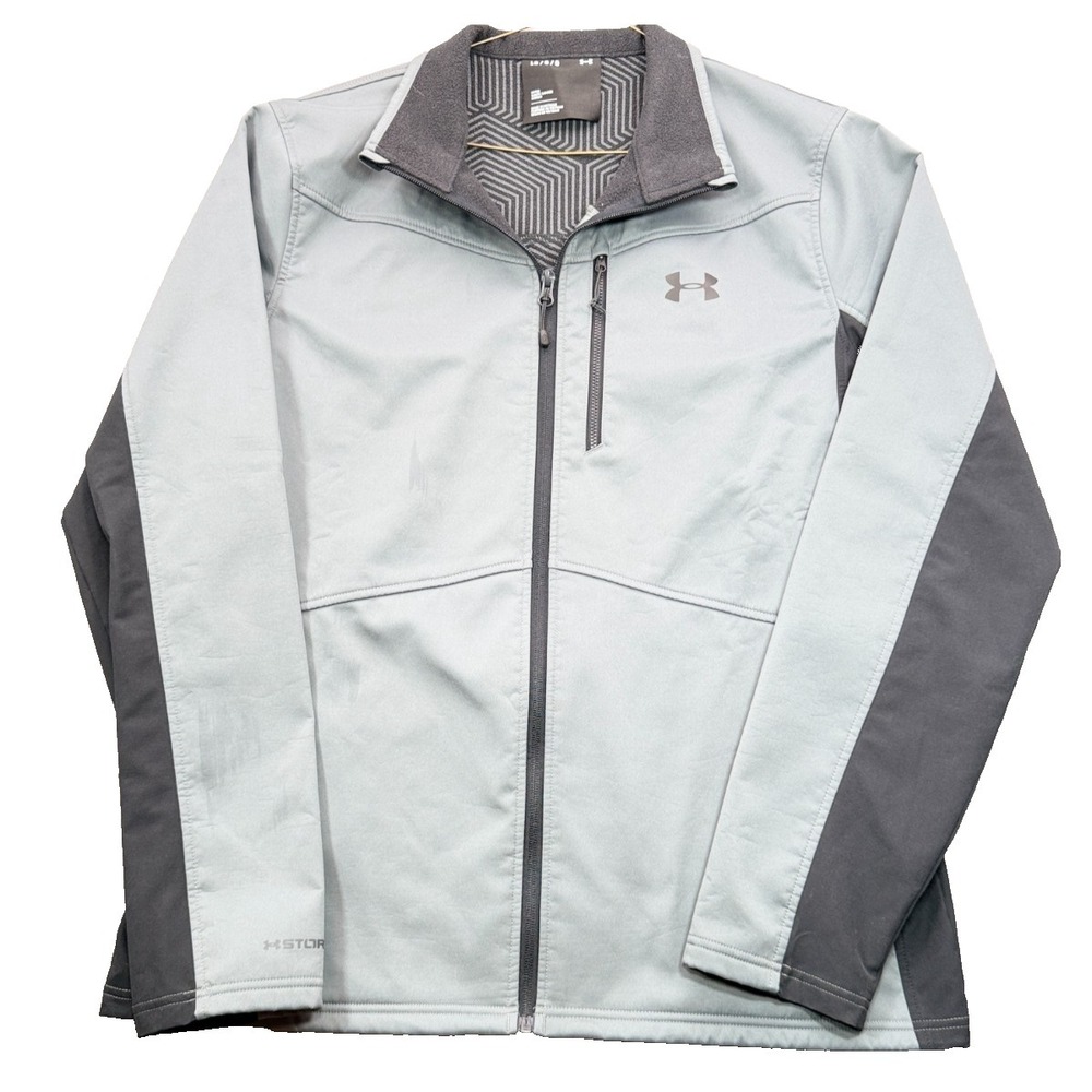 Under Armour Storm Mens Large Grey Softshell Full Zip Jacket Fitted Activewear